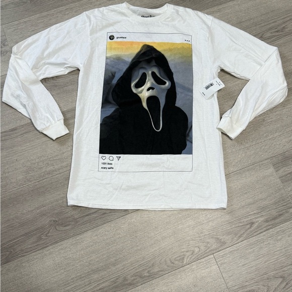 Ghostface Scream Scary Selfie Men’s Long Sleeve Graphic Tee medium Scsrie - Picture 1 of 13